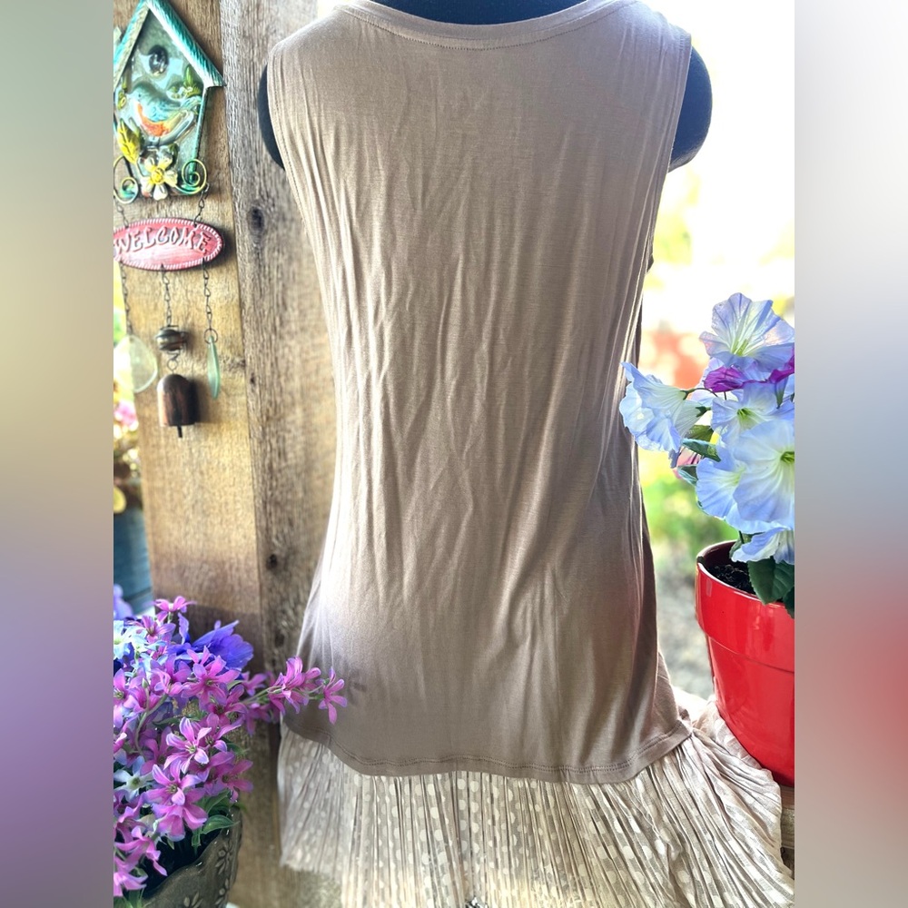 Logo Layers Mocha Solid Stretch Knit Pullover W B… - image 6